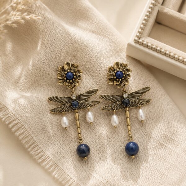 Vintage Blue Dragonfly Earrings